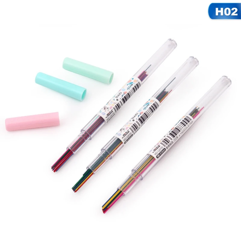 0.7mm 15 шт./кор. 0,5/0,7 мм Цвет Фул грифели для механических карандашей художественный эскиз рисунка Цвет привести школьные канцелярские принадлежности разные цвета - Цвет: 0.7mm