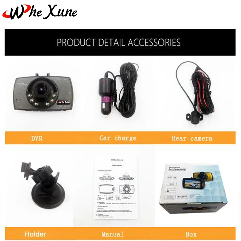 Whexune 2018 НОВЫЙ 2.7 дюймов Видеорегистраторы для автомобилей Full HD 1080 P Двойной