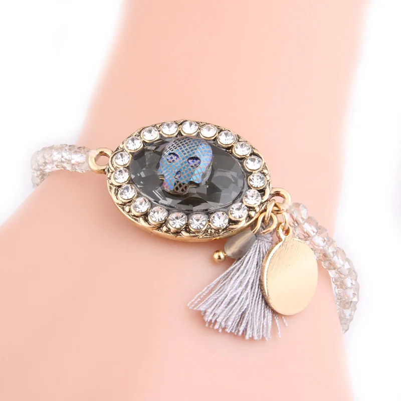 Бренд NeeFuWoFu браслеты с черепами и кристаллами брендовый браслет из дерева в