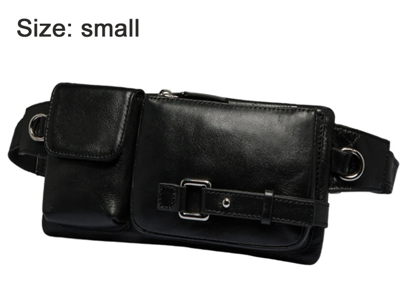Black Size S Модная обувь из натуральной кожи поясная сумка для мужчин талии кожаная сумка поясная сумка на пояс Сумка кошелек на пояс для хранения денег molle, многофункциональная - Цвет: Black Size S