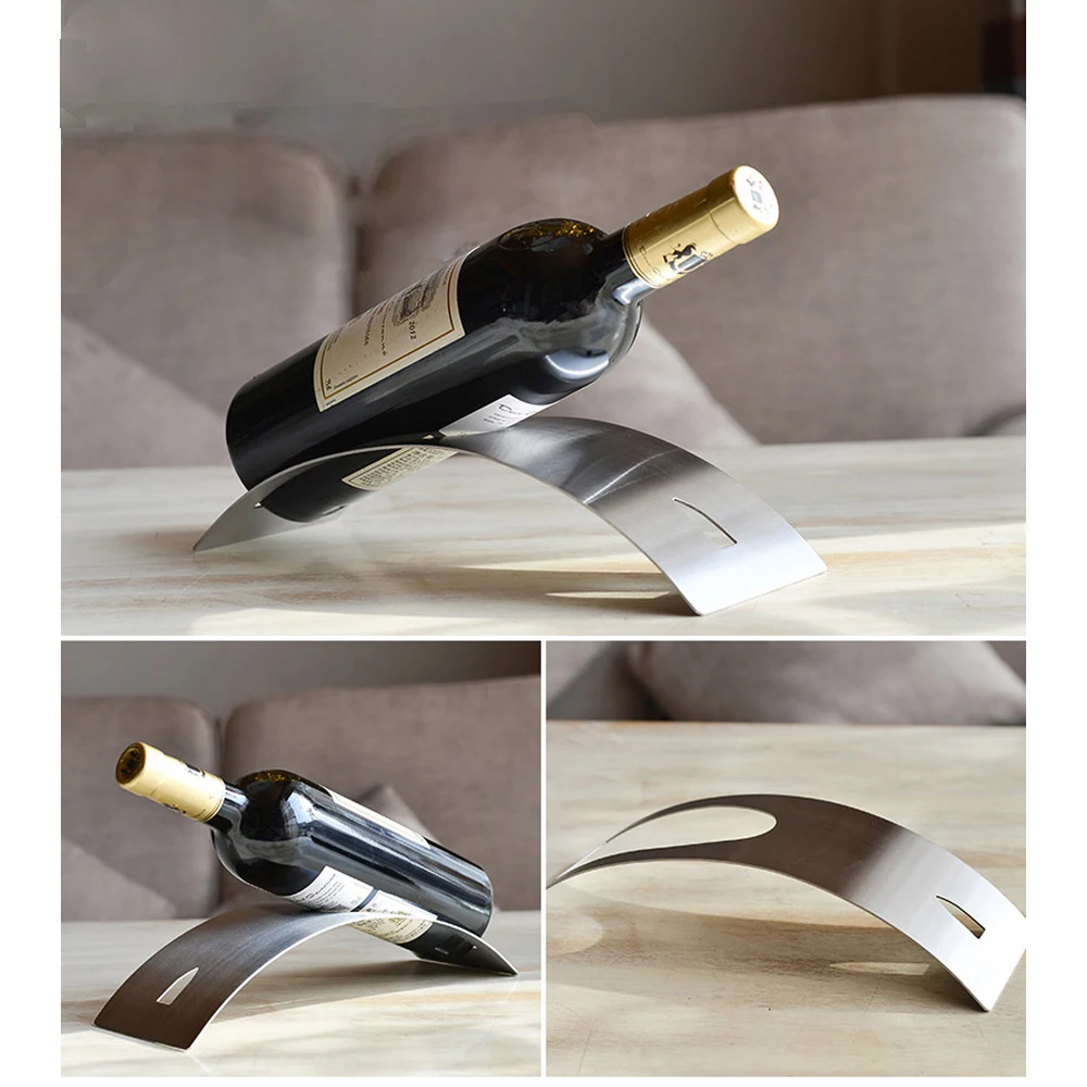 Простой изогнутый дизайн стойка для настольного вина из нержавеющей стали