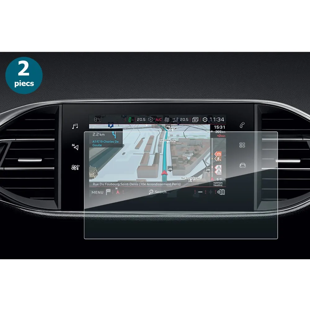 RUIYA 2 шт ПЭТ-экран протектор для peugeot 308 SW/308 GTI i-Cockpit 9,7 дюймов навигационный экран, невидимая прозрачная защита
