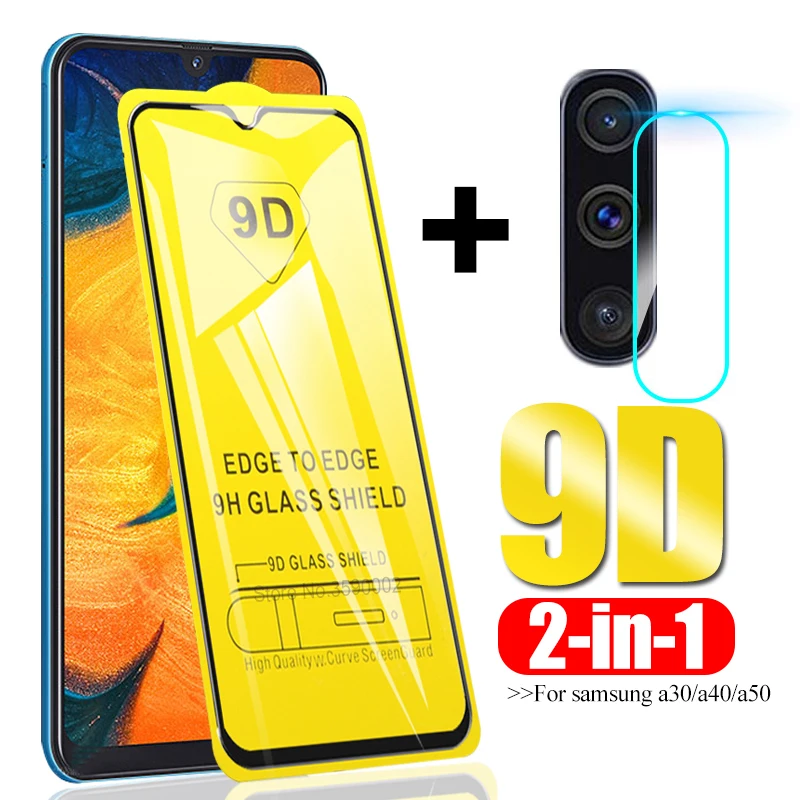 9D полное клеевое Защитное стекло для Samsung galaxy A50 A40 A30 пленка объектива камеры на