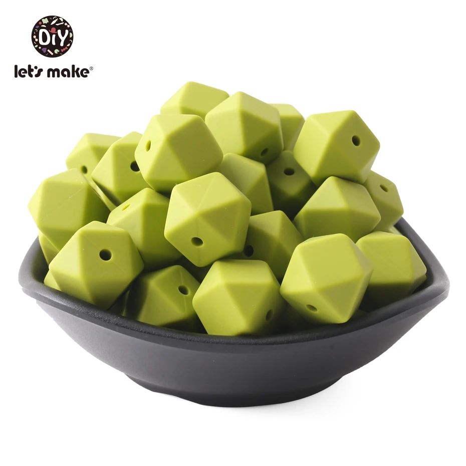 Let's Make-Cuentas de silicona octogonales para beb&eacute;, juguete sensorial cl&aacute;sico para masticar, sin BPA, joyer&iacute;a artesanal, colgante de enfermer&iacute;a, 14mm, 30 Uds.-2