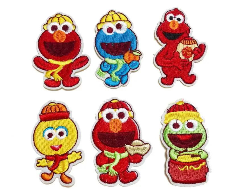 Улица Сезам Железный На Патчи ELMO большая птица печенья монстра Берта Эрни Оскар GROUCH ZOE ROSITA вышитый детский значок - Цвет: Черный никель