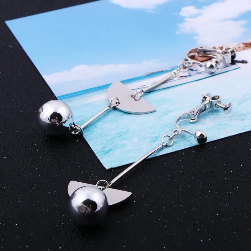 Модные серебряные круглые Шаровые Подвески болты без отверстий серьги клипсы
