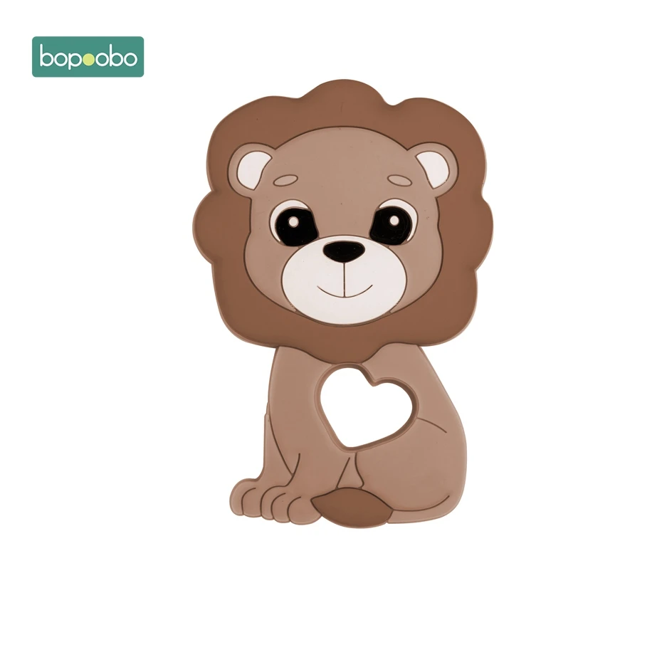 Bopoobo 1pc Silicone Teething Beads Baby Teether Food Grade Lion  Bead DIY Chewable Toys Nursing Teething Pendant Baby Products