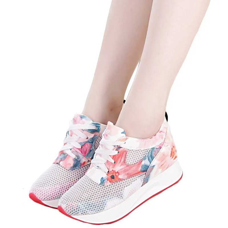 Женские сетчатые кроссовки VTOTA на высоком каблуке платформе шнуровке