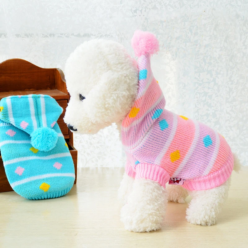 Толстовка в полоску с капюшоном для домашних питомцев и собак свитер щенков