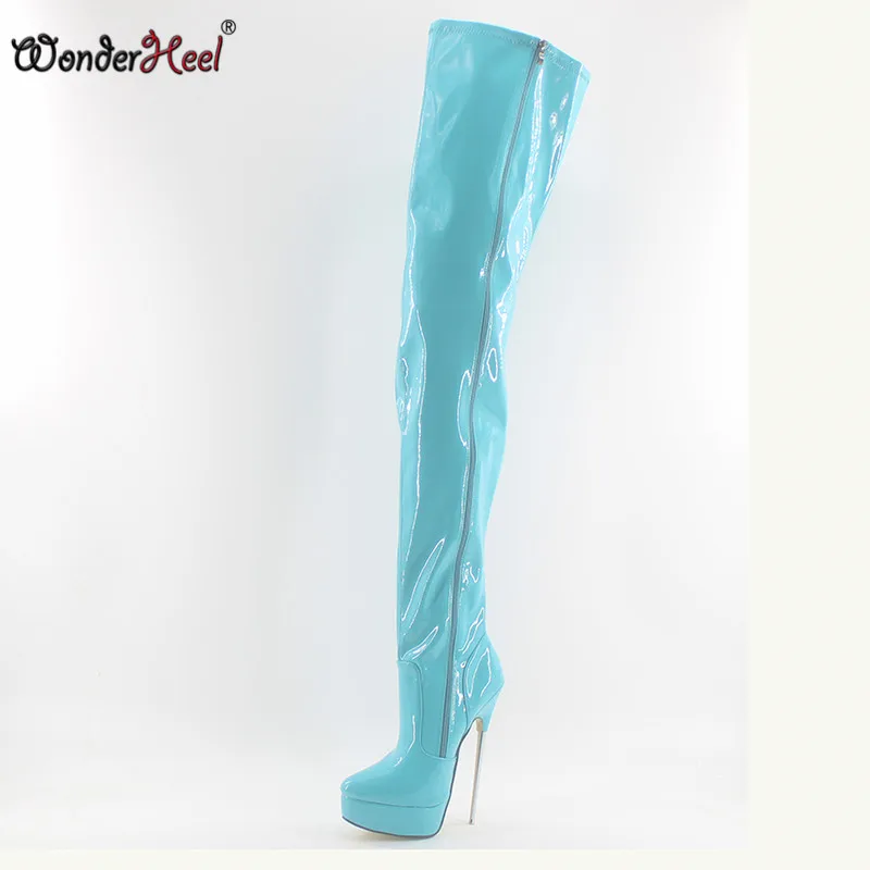 Wonderheel/Новые облегающие высокие сапоги на очень высоком каблуке 18 см и шпильках