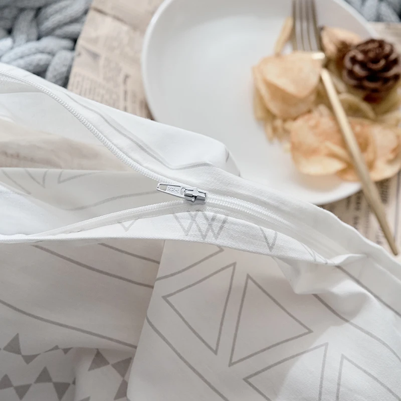 Pure Cotton Bedding Sets Bedclothes Zipper Set Modern Tasseled Duvet Cover Printed Queen | Дом и сад