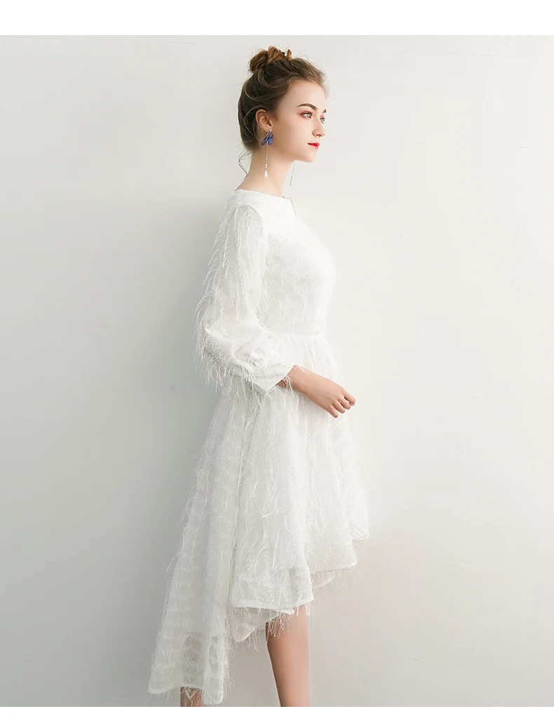 Robe De Soiree белые элегантные кружевные вечерние платья трапециевидной формы с v-образным вырезом и длинным рукавом, вечерние платья, vestido de festa LYFY12