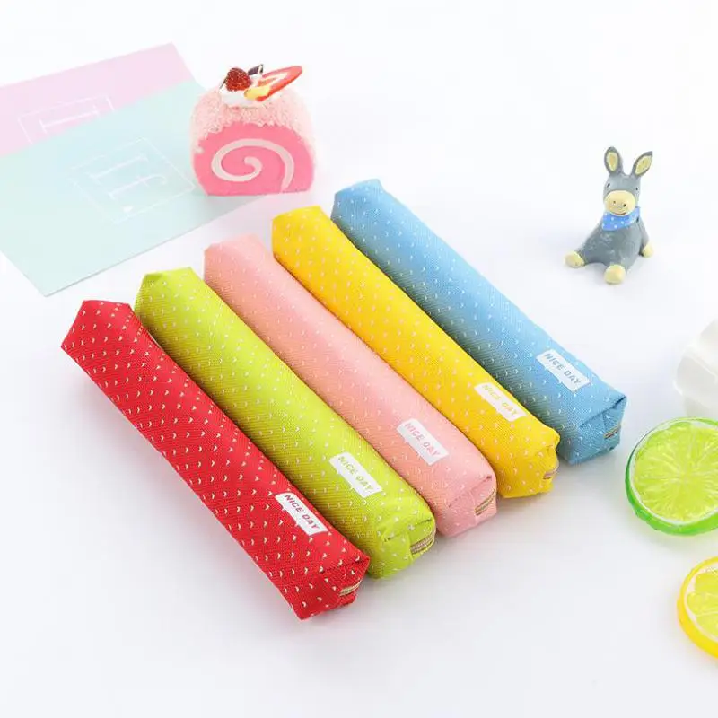 Jonvon Satone  12PCS Pencil Bag Cute Creative Wave Point Pencil Canvas Pen Stationery Bag School Cases for Girls  School Supplie