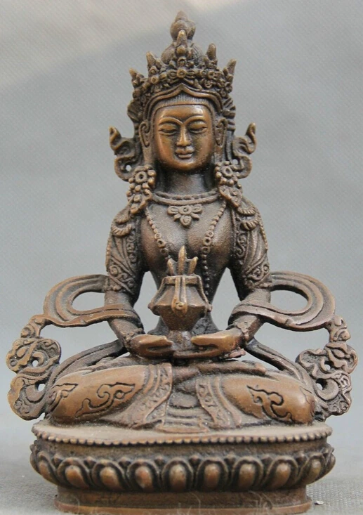 Старая Тибет буддизм бронзовая Амитаюс долголгия богиня Будда статуя S0706|statues