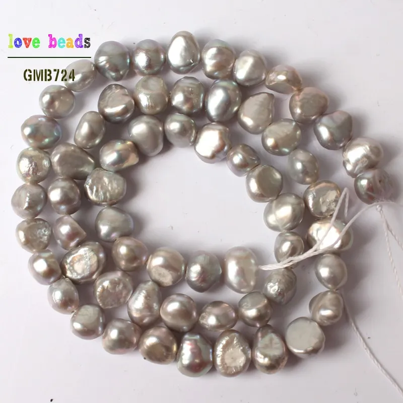 6-7mm Natural White Pink Freshwater Pearl Baroque Gem Irregular Beads Strand 15" for Bracelets Necklace Jewelry Making - Цвет: Grey
