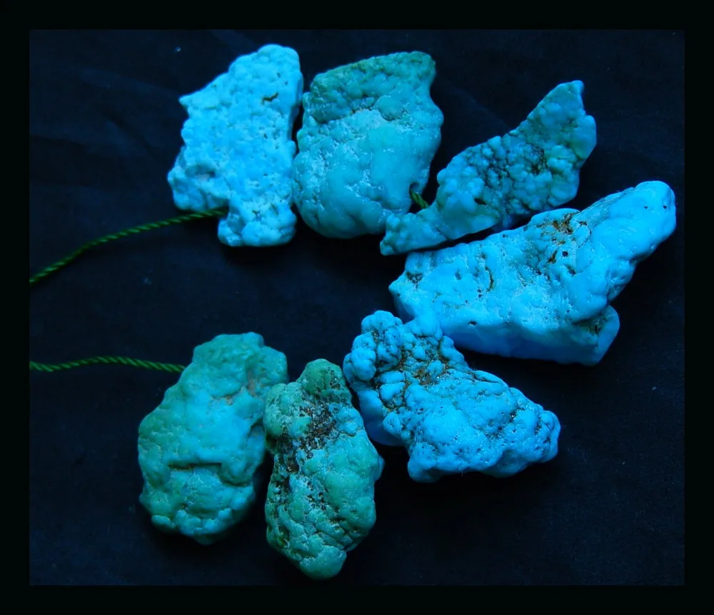 Распродажа 7 шт. бирюзовое ожерелье Nugget, 29x15x7 мм, 25x10x6 мм, 22,3 г кусочки природного камня бирюзовый кулон