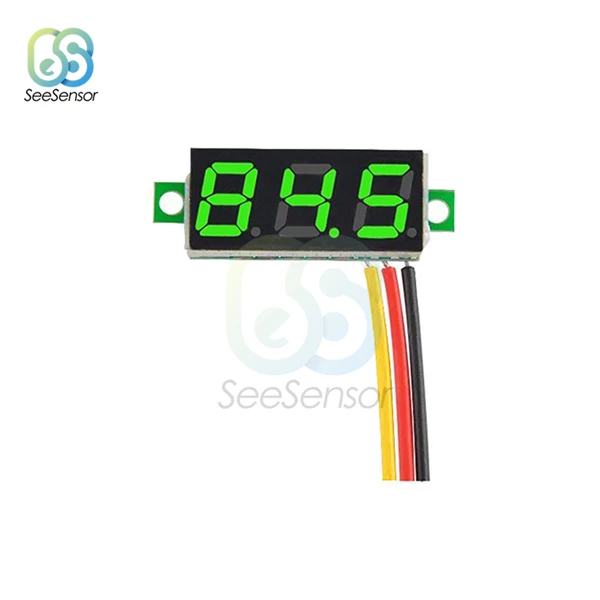 Green 3 Wire 0,28 дюймов DC 0-100 в 12 В Мини светодиодный цифровой вольтметр измеритель напряжения Панель Вольт тестер детектор монитор красный зеленый синий желтый белый - Цвет: Green 3 Wire