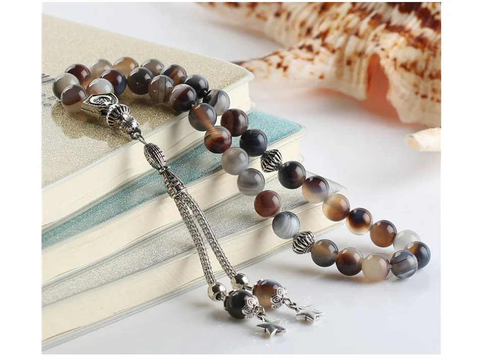 LOSHEREN с фабрики натуральный Агаты камень мусульманские четки Tasbih молитвенные бусы 33 исламские ювелирные изделия браслеты подарок