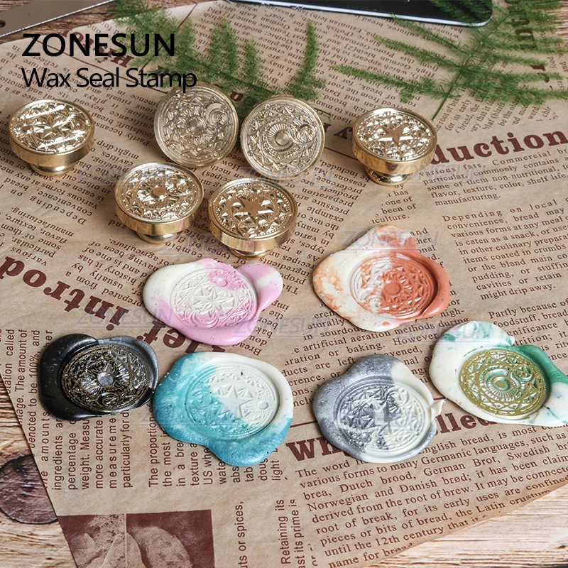 ZONESUN волшебный круг луны звезда восковая печать штамп с деревянной ручкой для