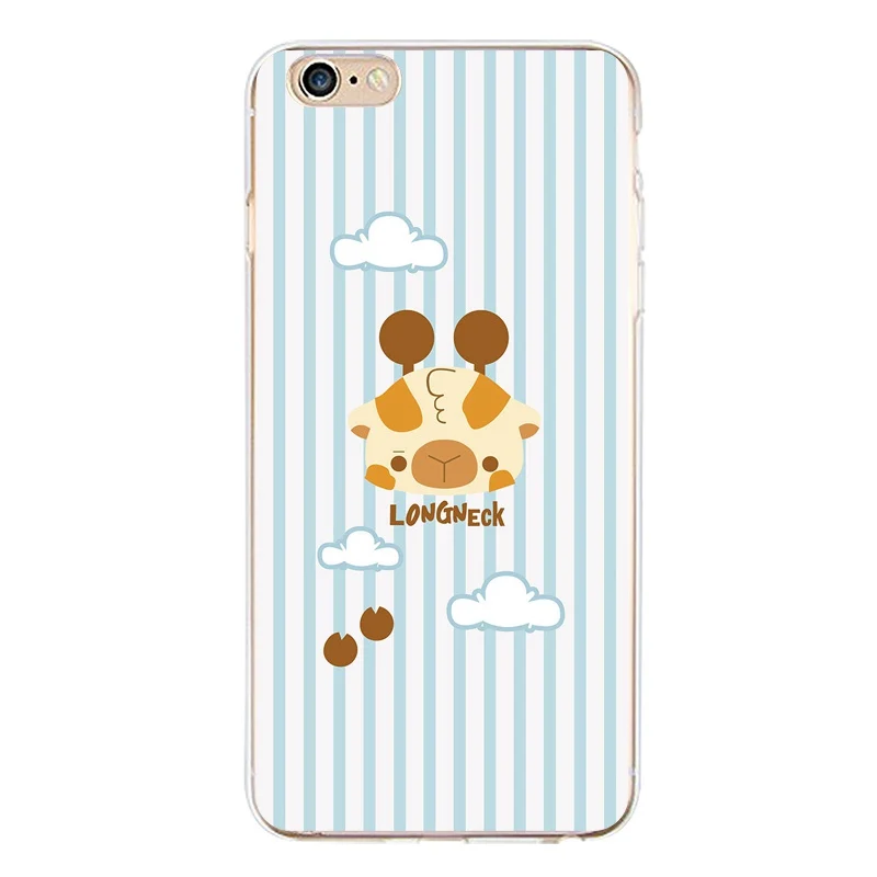 Giraffe Soft Clear TPU Phone Case For iPhone 4/4s 5 5s 6 6plus 7 8plus x Silicone Flora Bear Print CoverFree Shipping | Мобильные