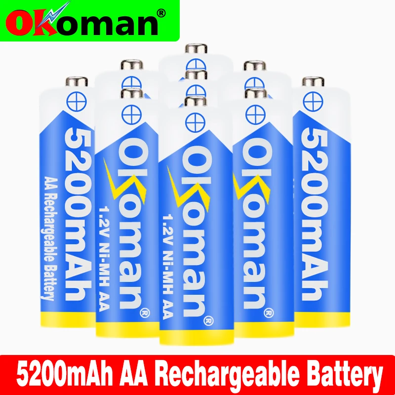 2019 Лот 1 2 V 5200mAh NI MH AA предварительно заряженные аккумуляторные батареи