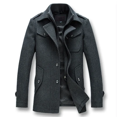 Gray ISurvivor, мужские осенние зимние шерстяные парки, куртки, пальто, Jaqueta Masculina, мужские повседневные Модные приталенные куртки на молнии для мужчин - Цвет: Gray