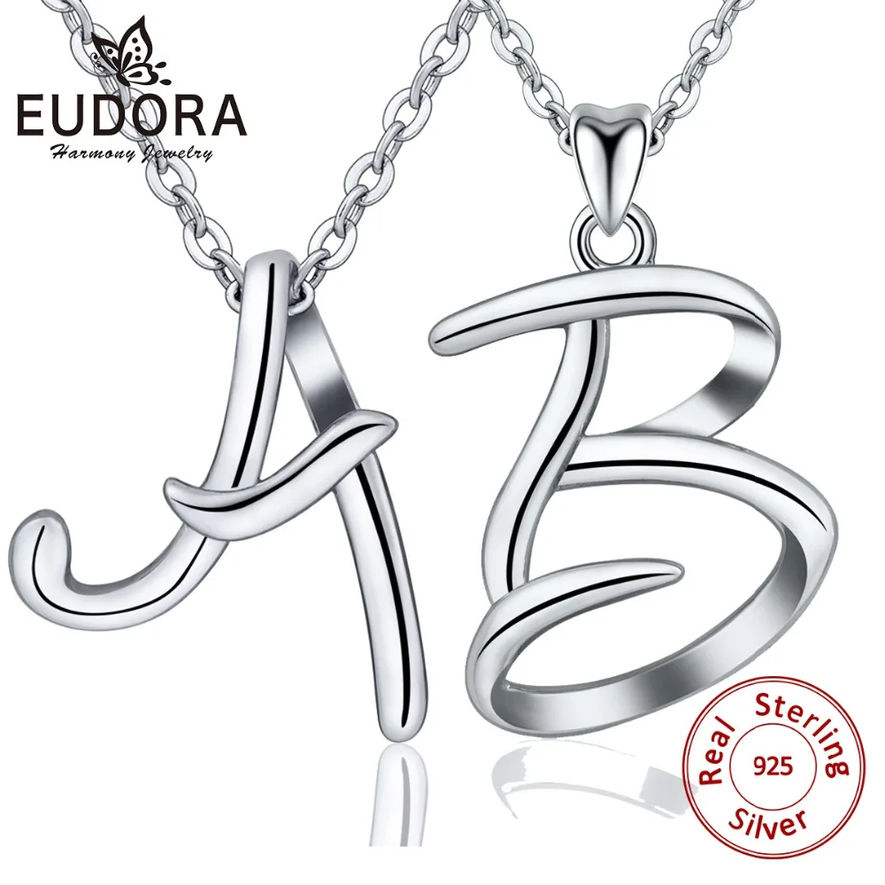 EUDORA уникальное 925 пробы Серебряное ожерелье с подвеской в виде буквы A& B для женщин и мужчин модное персонализированное ювелирное изделие подарок для девочки CYD109