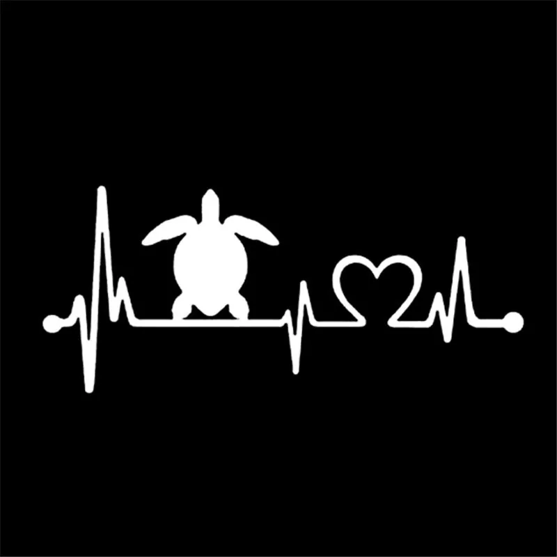 Автомобильная наклейка морские Черепашки Heartbeat Стикеры с линией жизни виниловые