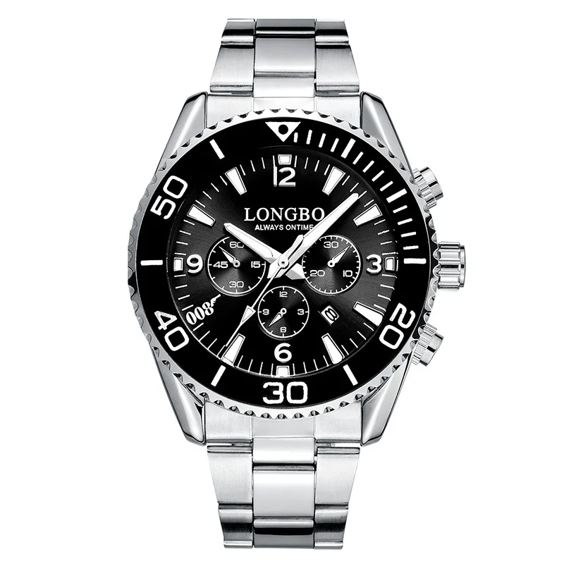 Мужские водонепроницаемые часы Longbo роскошные золотистые полностью из