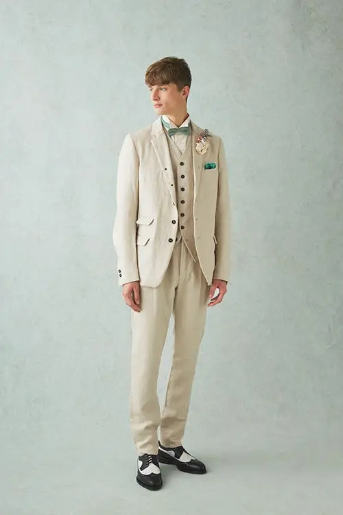 Новинка 2017 дизайнерский бежевый льняной летний пляжный мужской костюм