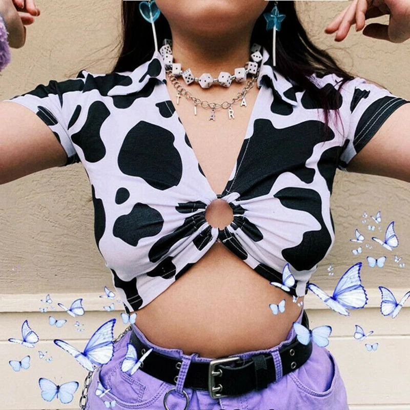 Женская блузка с коротким рукавом отложным воротником глубоким v-образным