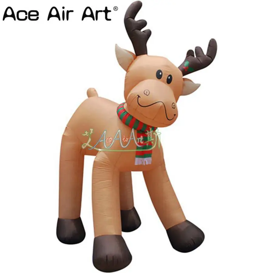 

High quality giant inflatable reindeer with scarves Christmas inflatable elk deek for sale