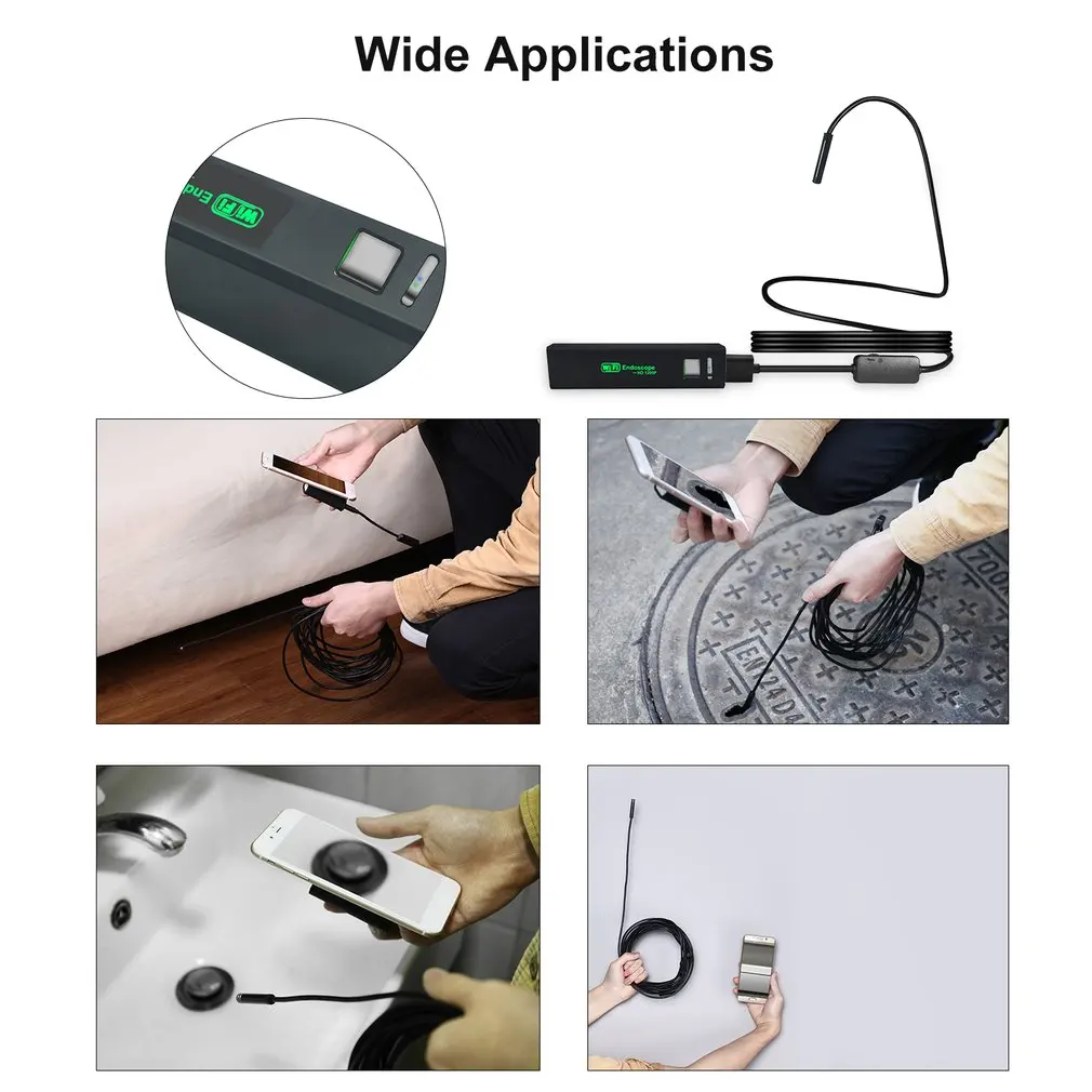 Wi Fi эндоскоп камера HD 1200 P 2 м Жесткий мини водостойкий мягкий проверка кабеля USB
