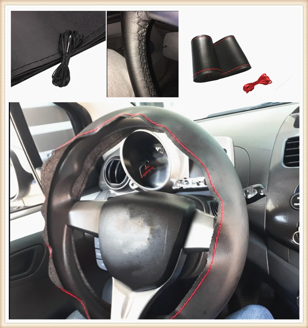 Автозапчасти оплетка рулевого колеса DIY38 см волоконное Ручное шитье для Toyota Yaris