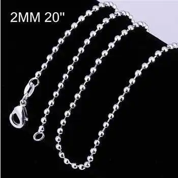 Горячая продажа новейшие цепочки Серебряные Позолоченные 2 м 16 24 дюймовый шарик