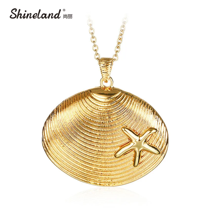 Shineland Морской стиль золотой цвет большая ракушка морская звезда массивные