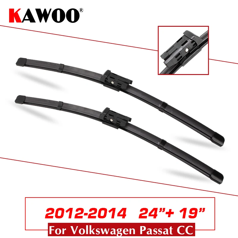 Passat CC 2419 KAWOO для автомобиля Volkswagen Passat CC натуральный каучук Windcreen Стеклоочистители Лезвия Fit кнопка руку 2008 2009 2010 2011 2012 2013 - Цвет: Passat CC 2419