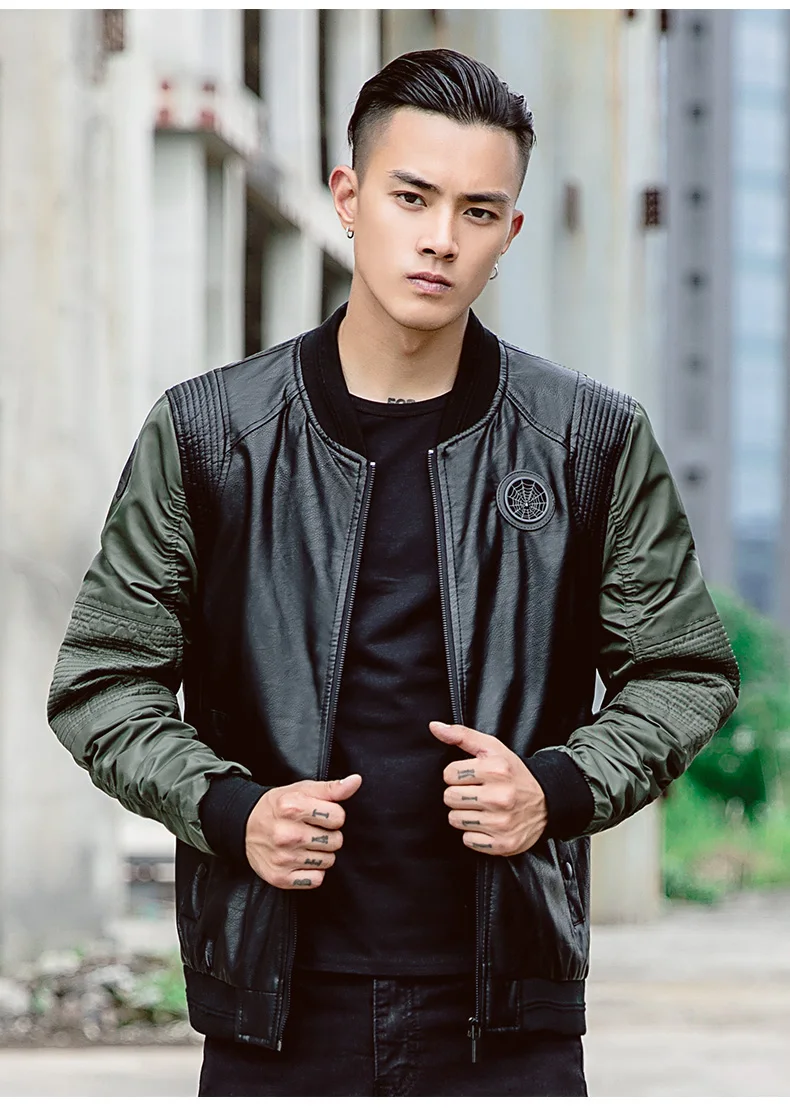Лоскутная куртка-бомбер Jaket Мужчины искусственная кожа Бейсбол jaket военнослужащих пальто MA1 Air Force куртка пилота уличная мужская одежда