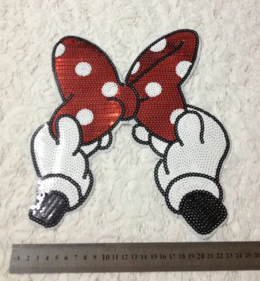 Большие вышитые блестки GUGUTREE нашивка с бантом блестящие нашивки для пальто