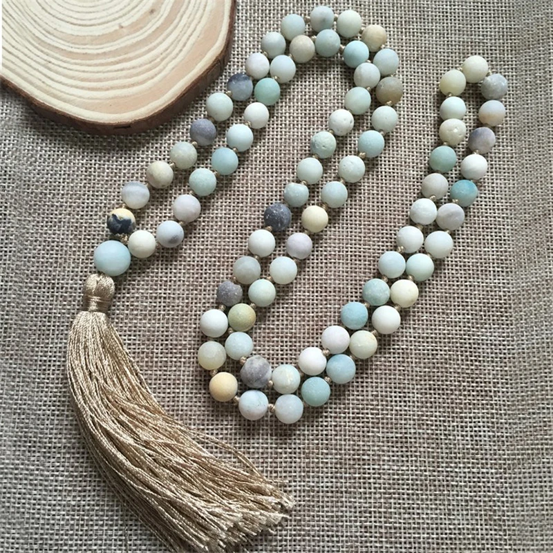 Бусины диаметром 8 мм мужское и женское ожерелье с ручным узлом воротник