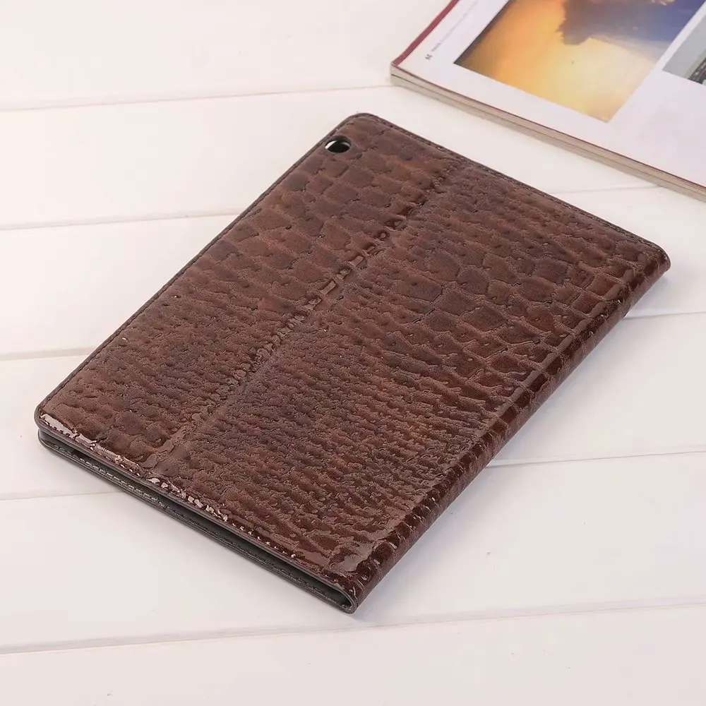 ПУ крокодиловая кожа Чехол-подставка для huawei MediaPad T3 10 9,6 дюймов AGS-L09 AGS-W09 чехол для AGS-L03 чехол для планшета+ пленка+ стилус - Цвет: Коричневый