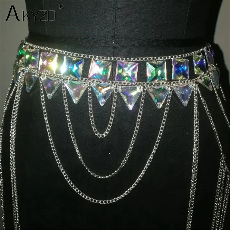 AKYZO Crazy crystal sequin женские комплекты из 2 предметов забавные праздничные наряды ручной работы в стиле пэчворк с металлической кисточкой и цепочкой Женский комплект