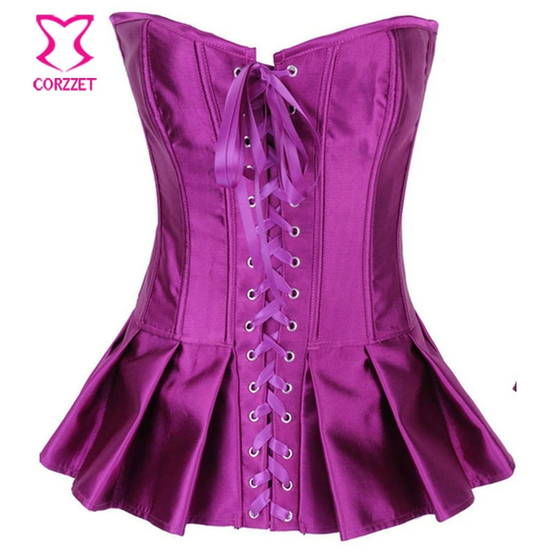Корсет с корсетом модный сатиновый топ плиссированной юбкой корсет для
