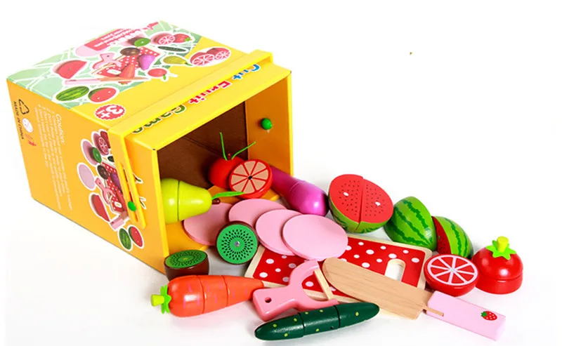 

New wooden blocks toy Kichen toy Cut Fruit game baby simulation toy baby education toy baby gift