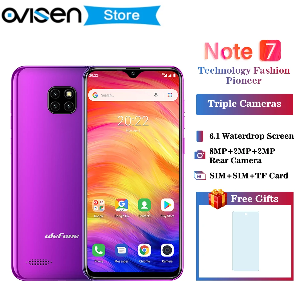 Смартфон Ulefone Note 7 с 6 1 дюймовым экраном водонепроницаемым 3500 мАч ГБ 16 Android 8 3G WCDMA 3