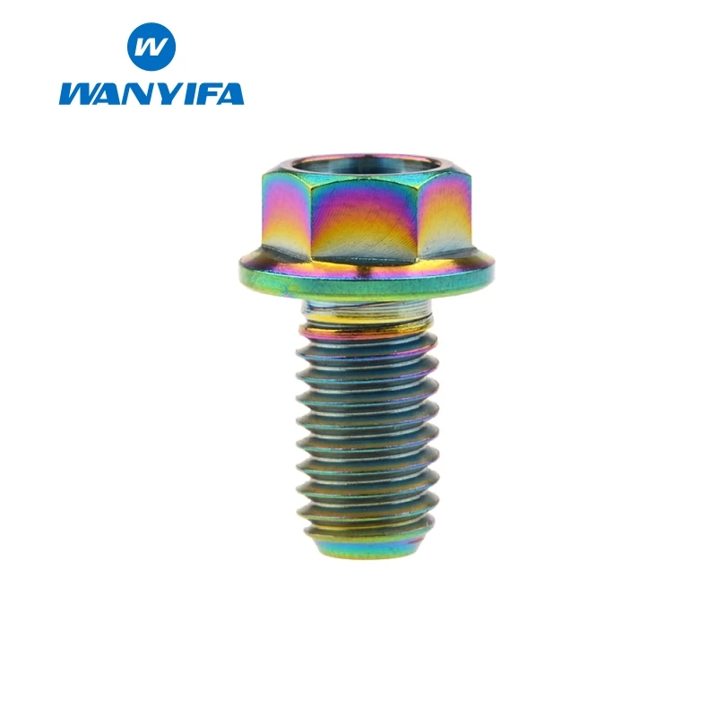 M8x15 Rainbow Wanyifa Титановые Болты Винты M8x 15 20 25 30 35, 40 45 50 55 60 65 мм золото шестиугольный фланец голова для велосипеда дисковый тормоз велосипед Запчасти - Цвет: M8x15 Rainbow