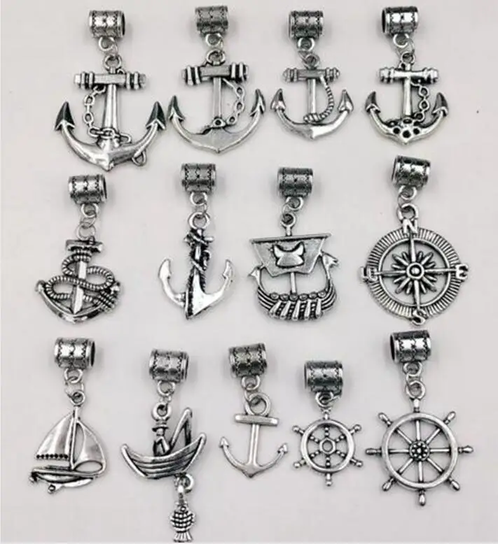 Винтажные подвески для ожерелья браслета ювелирных изделий 25 шт.|silver anchors|fish