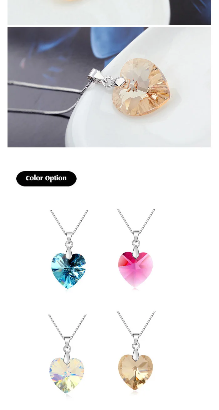 Оригинальные кристаллы от Swarovski сердце кулон ожерелье для женщин влюбленных серебряный цвет ожерелье Макси подарок на день Святого Валентина