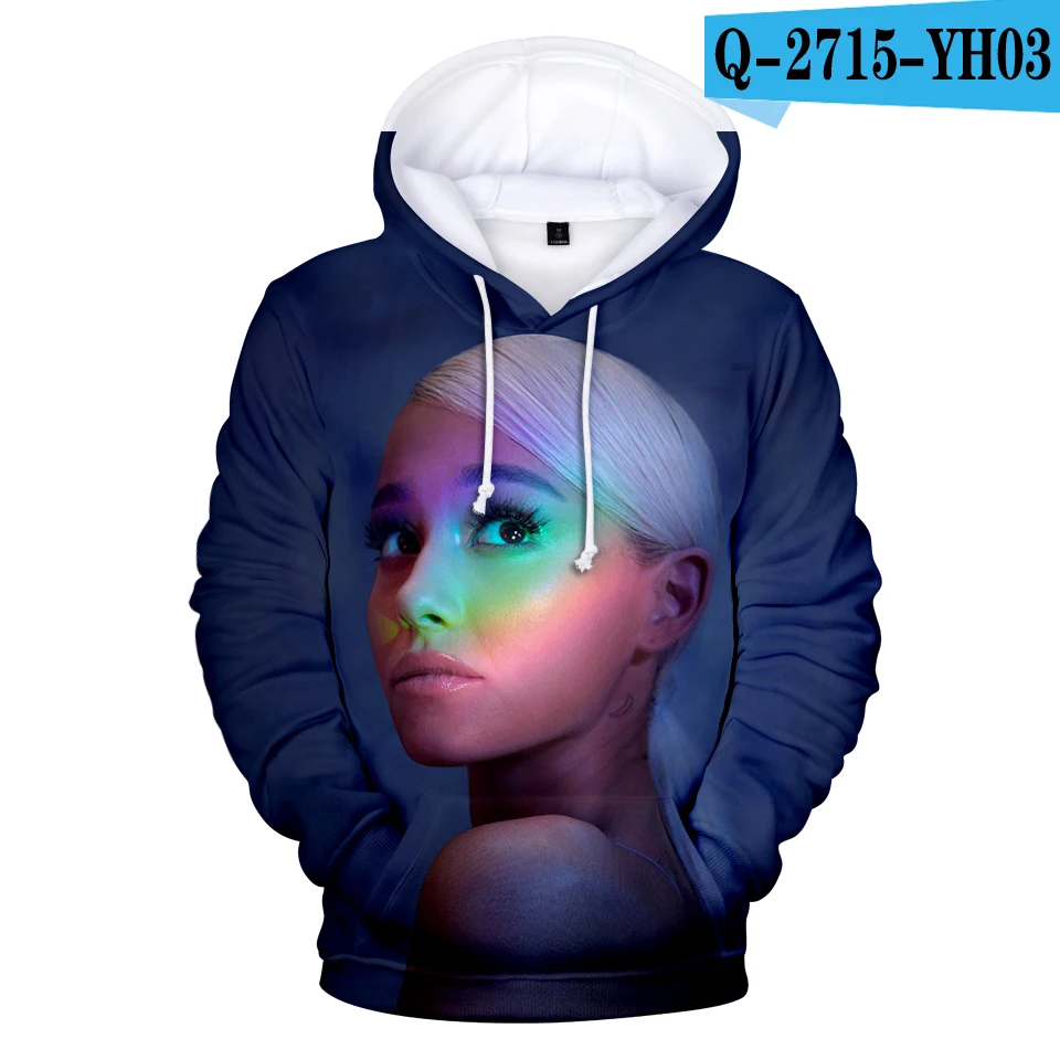 Толстовки Kawaii 3D Ariana Grande Thank U Next толстовка с длинными рукавами кофта с капюшоном Топы Kpop хип хоп Большие размеры - Цвет: Золотой