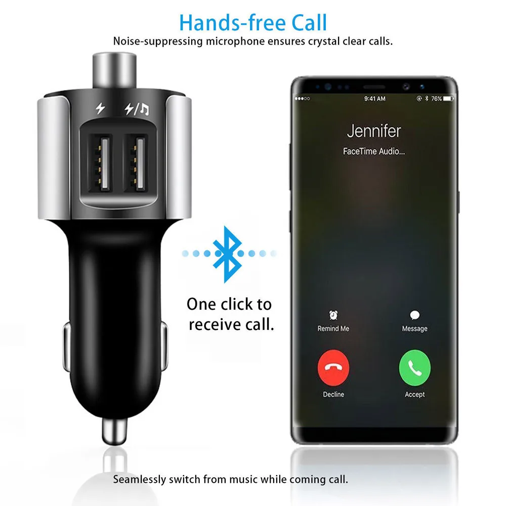 Автомобильный Bluetooth fm-передатчик беспроводной комплект Hands Free MP3 музыкальный плеер Поддержка TF карты 5 в 2.5A USB FM модулятор